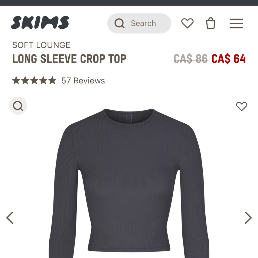SKIMS - LONG SLEEVE CROP TOP NWT